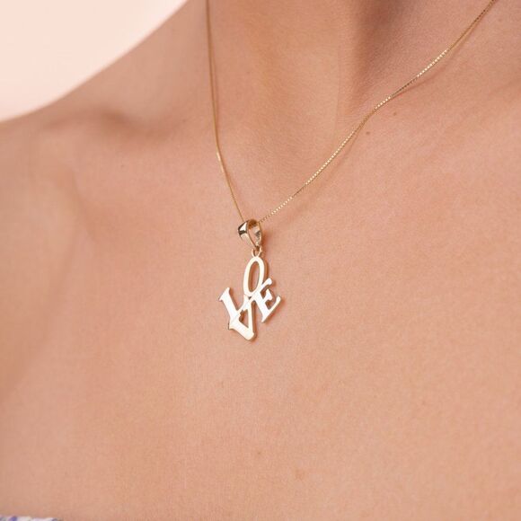 Love Charm | 14k Solid Gold Pendant | perfect gift | birthday gift | Real gold l - Picture 2 of 4